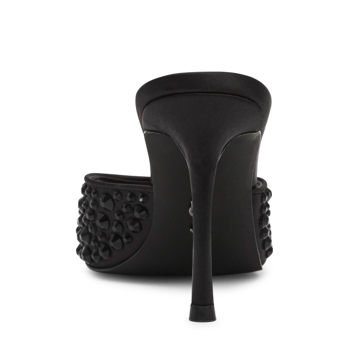 Steve Madden Rollout-R women's black heeled sandals, side view