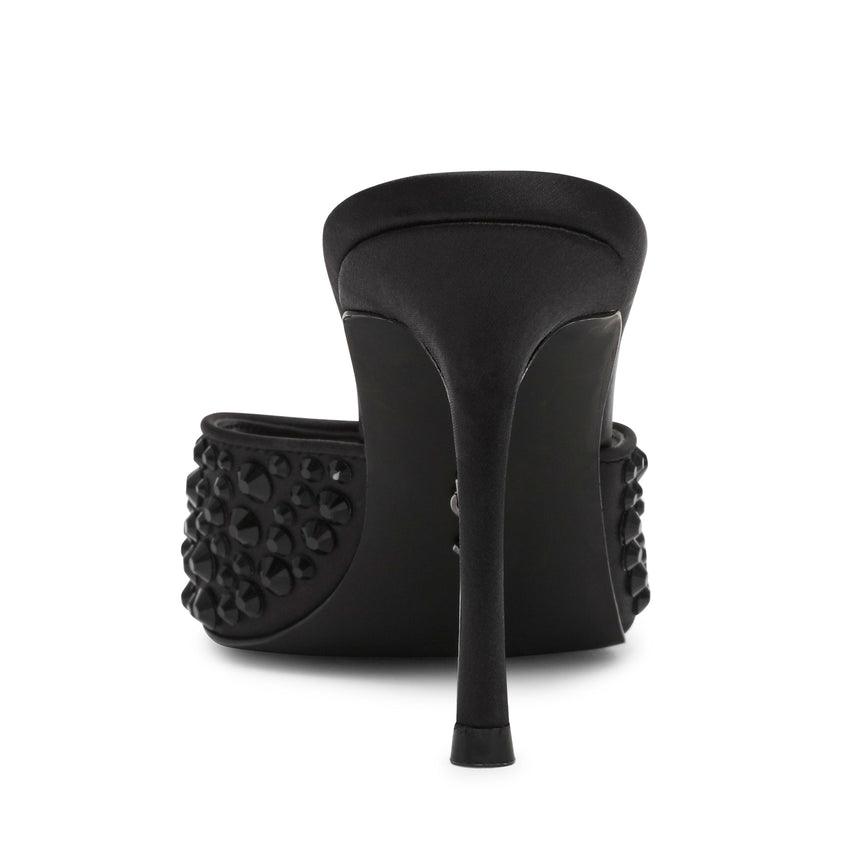 Steve Madden Rollout-R women's black heeled sandals, side view