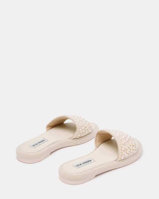 Steve Madden Rubee Women's Ivory Flat Sandals - pair three-quarter view