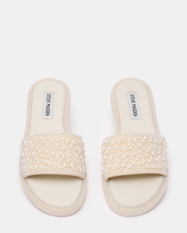 Steve Madden Rubee Women's Ivory Flat Sandals - top view