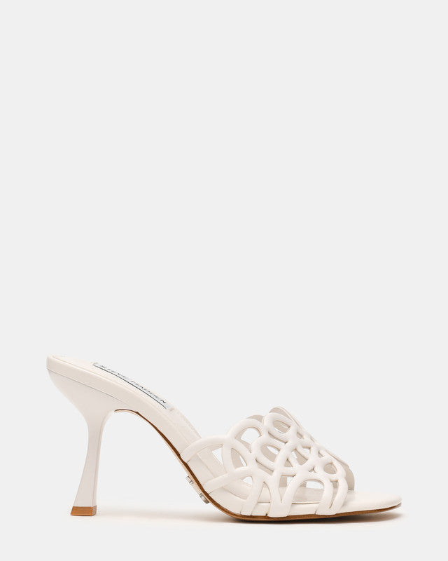 Steve Madden Seesaw Women's White Heeled Sandals - side profile