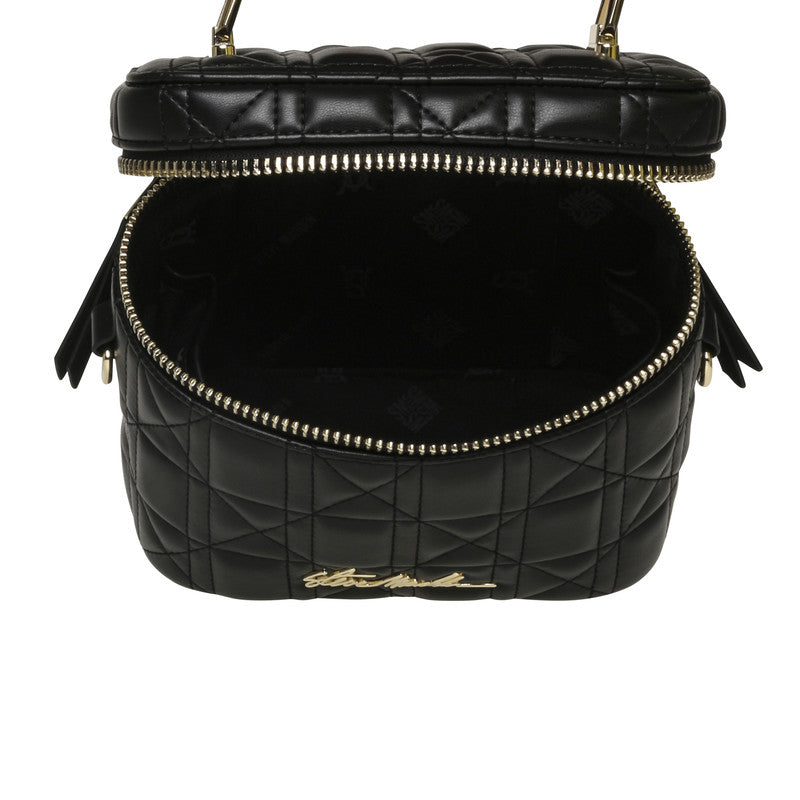 Steve Madden Bpeglisi women's black and gold toiletry bag, interior view