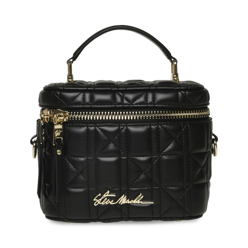 Steve Madden Bpeglisi women's black and gold toiletry bag, front view