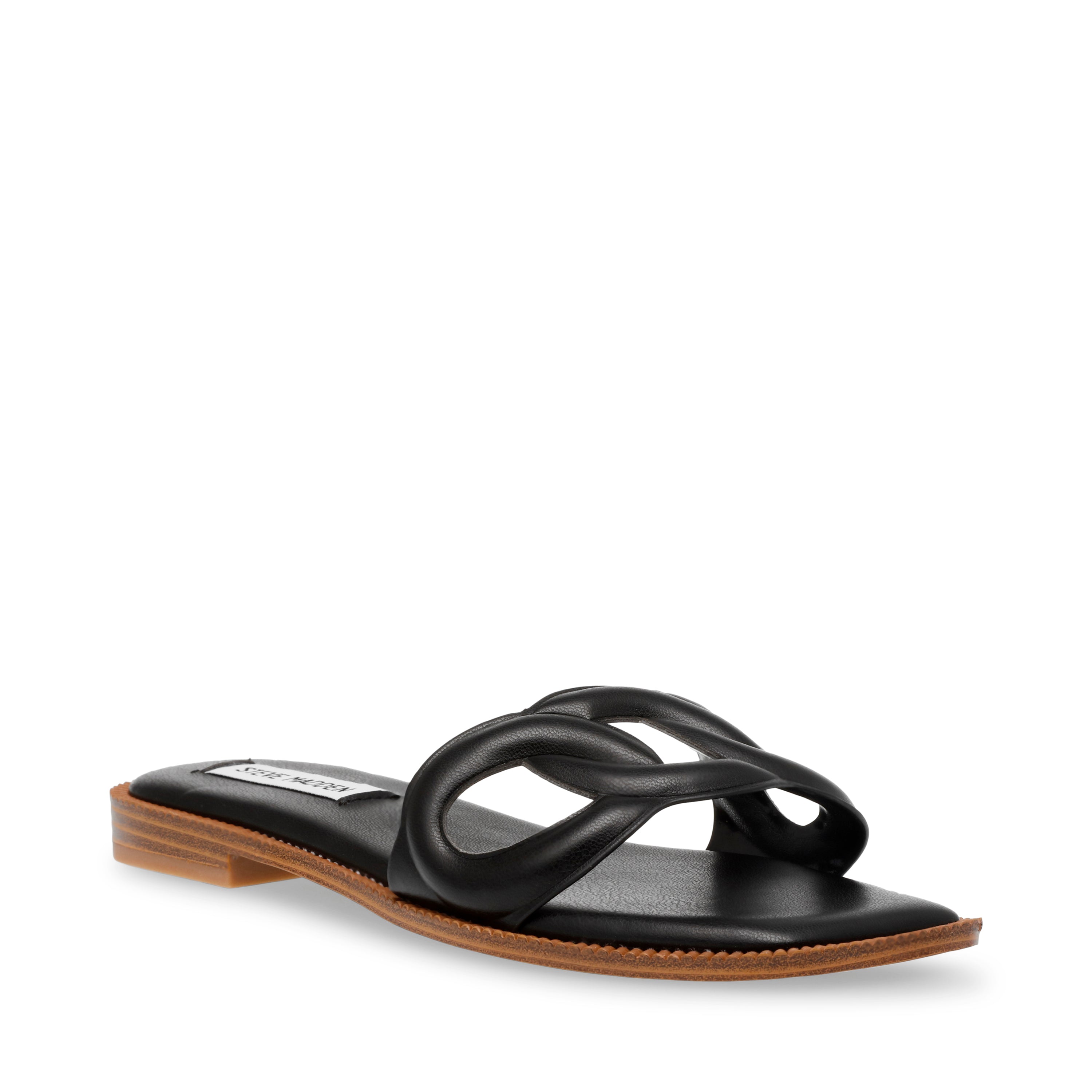 Steve Madden Stash black slip-on flat sandals, featured view