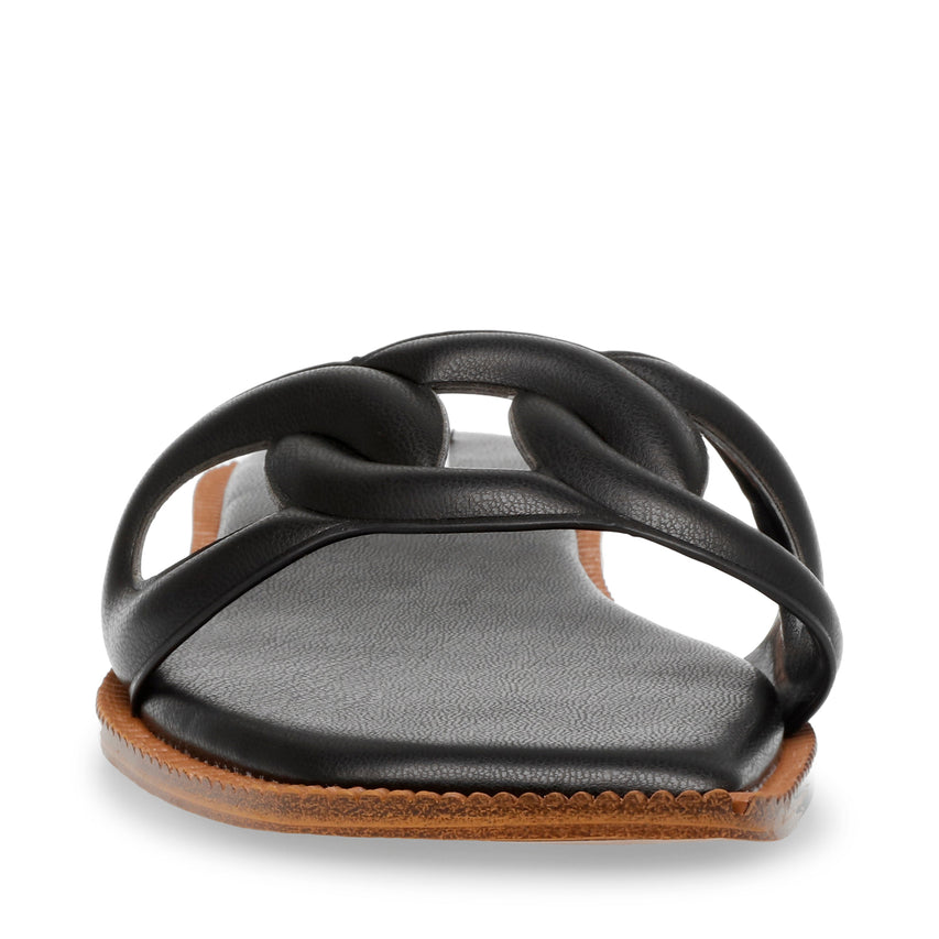 Steve Madden Stash women's black slip-on sandals, front view