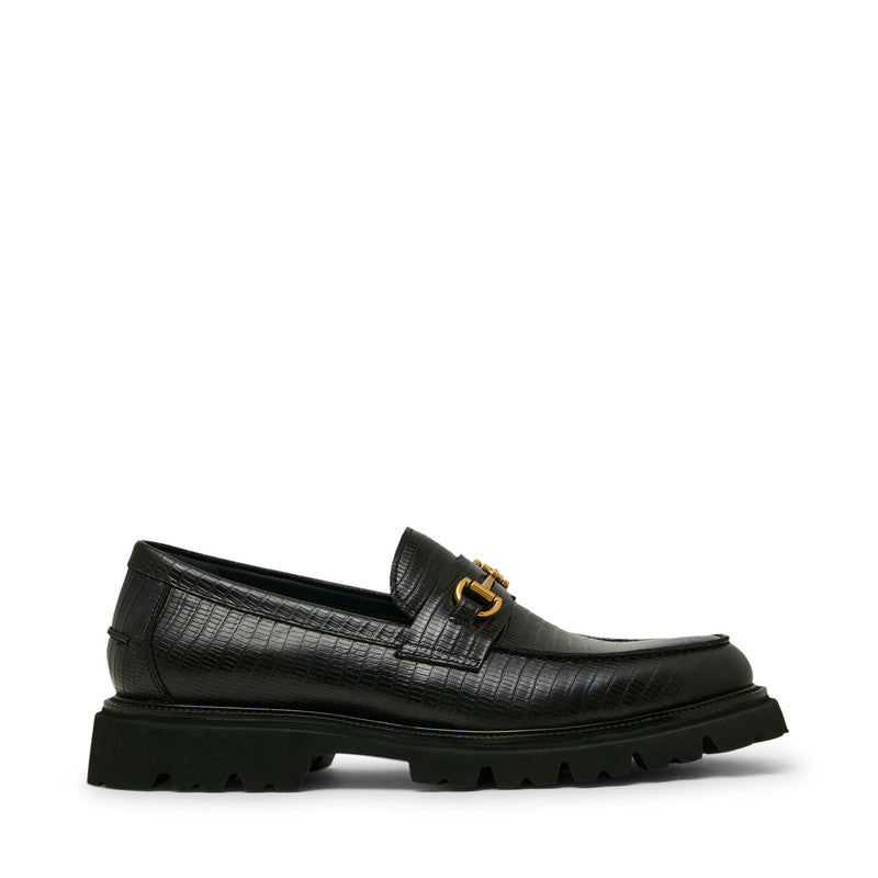 Naxos Men's Black Lizard-Embossed Leather Loafers - view 3