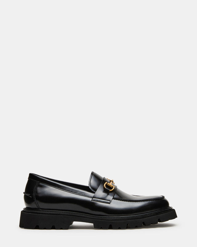 Naxos Men's Black Leather Loafers