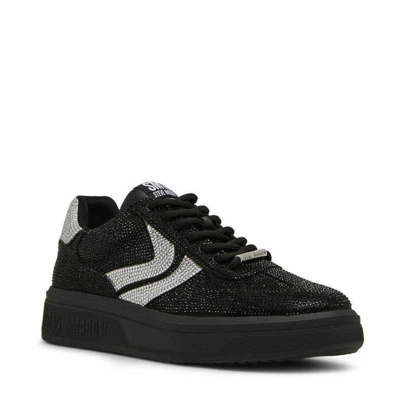 Ryvett Black Rhinestone Men's Low-Top Lace-Up Sneakers — front view