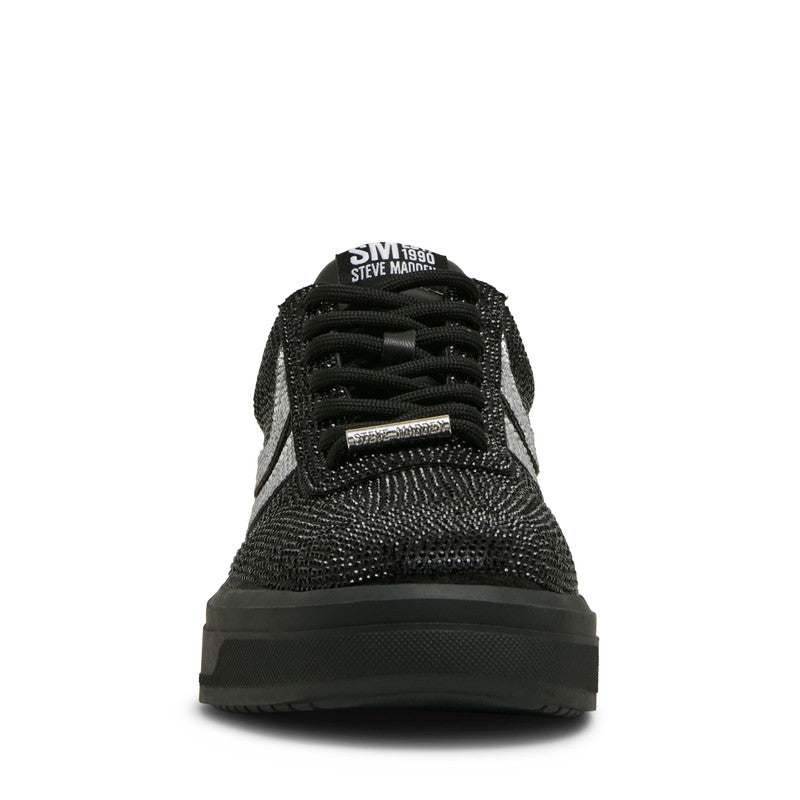Ryvett Black Rhinestone Men's Low-Top Lace-Up Sneakers — side view