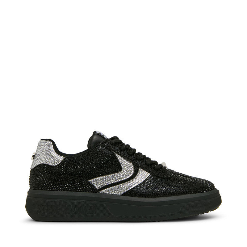 Ryvett Black Rhinestone Men's Low-Top Lace-Up Sneakers — detail view