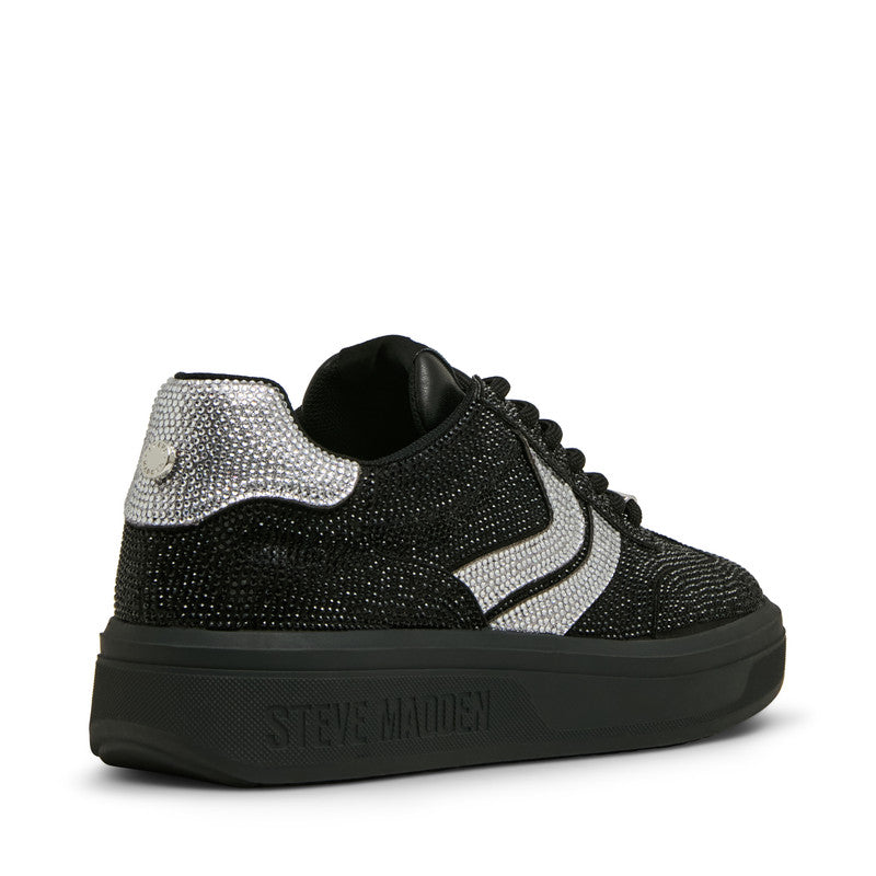 Ryvett Black Rhinestone Men's Low-Top Lace-Up Sneakers — rear view