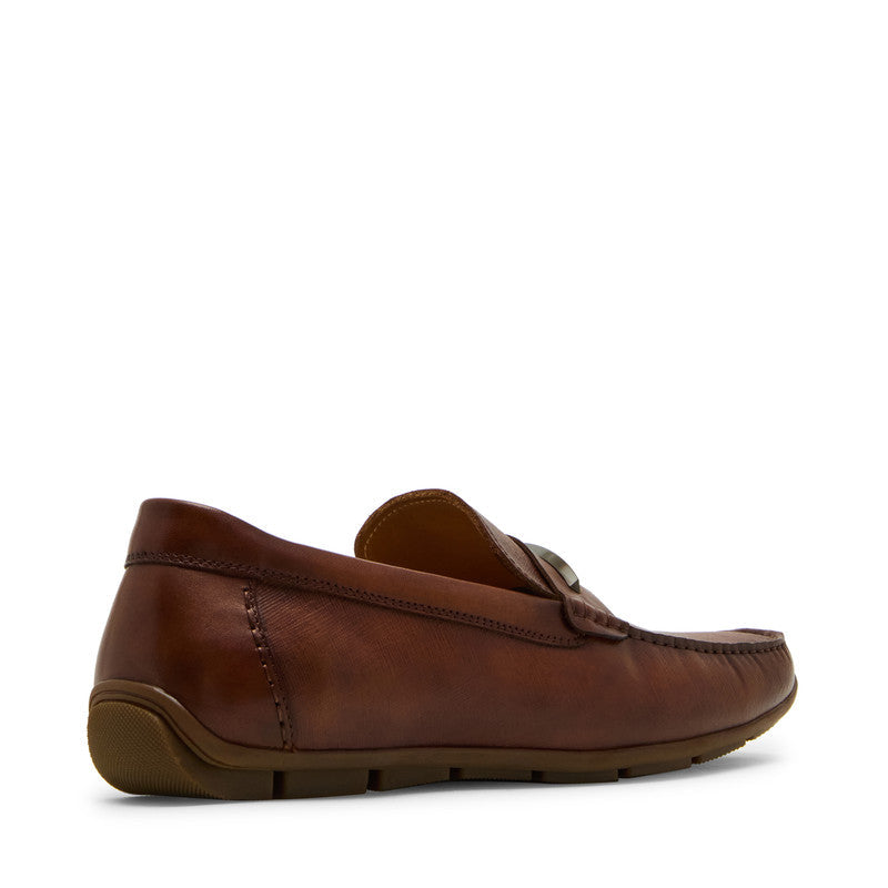 Steve Madden Thurston men's tan loafers, angled view