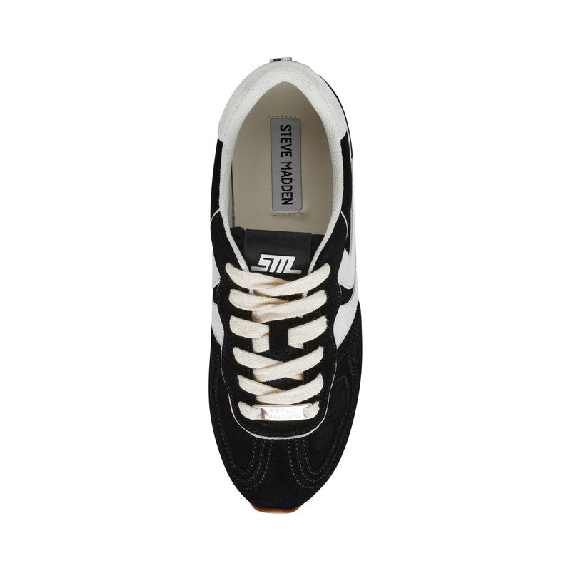 Steve Madden Abbi-Sm Black Suede Women's Sneakers, top view