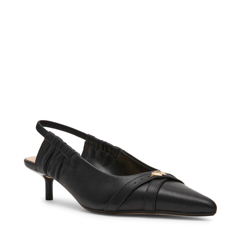 صنادل أرلين بكعب النسائية باللون الأسود BLACK LEAT