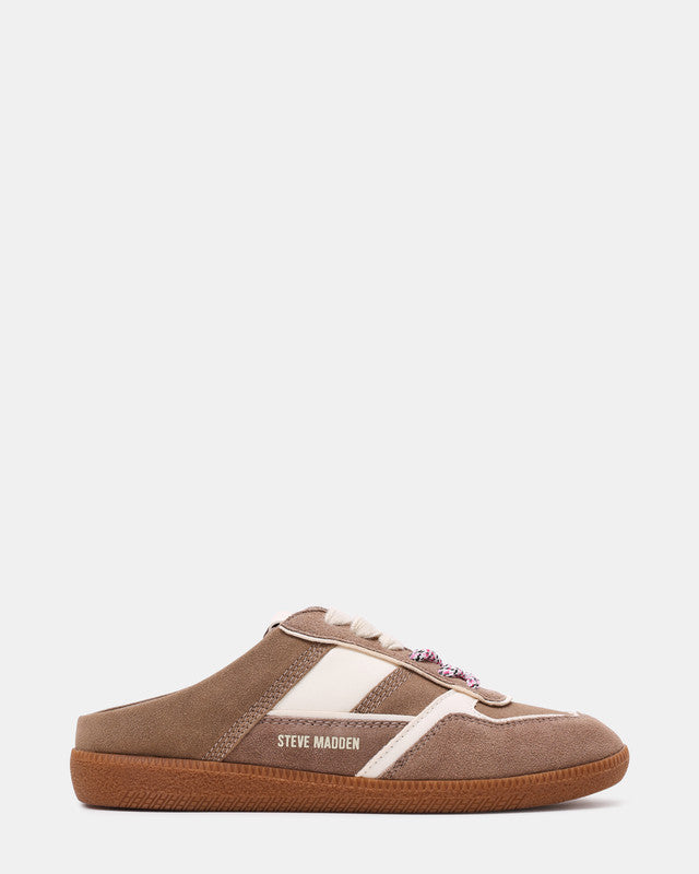 Steve Madden Augustina Women's Taupe White Suede Sneakers with taupe and white colourway - view 2