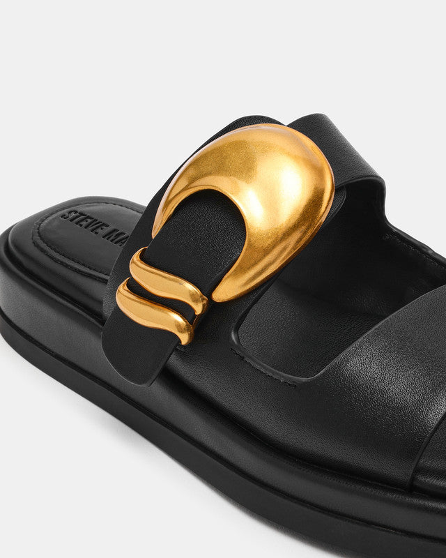 Steve Madden Bay-Ridge Black Women's Sandals with action leather upper - view 6