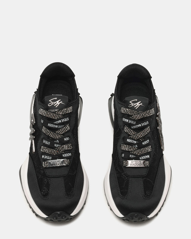 Steve Madden Campo Lace black women's low-top sneakers, product view 3