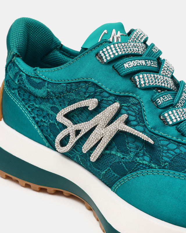 Steve Madden Campo Lace teal women's low-top sneakers, product view 3
