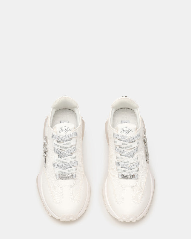 Steve Madden Campo Lace white women's low-top sneakers, product view 3