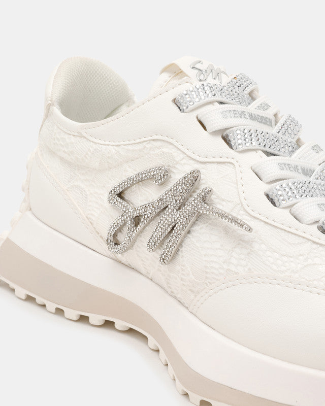 Steve Madden Campo Lace white women's low-top sneakers, product view 4