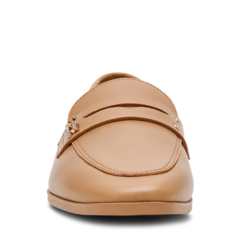Steve Madden Chaste women's tan leather loafers, front view