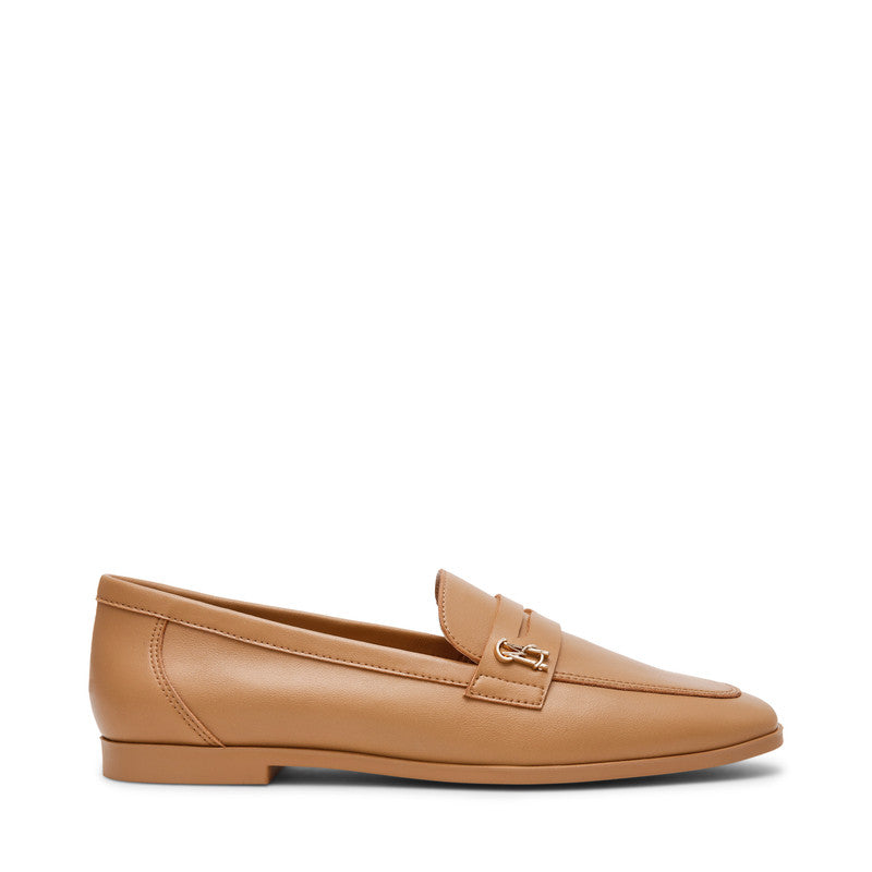 Steve Madden Chaste women's tan leather loafers, side profile - view 4
