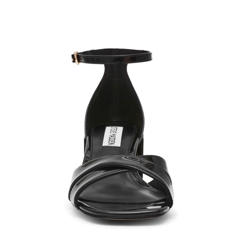Steve Madden Fergie black patent heel, front view