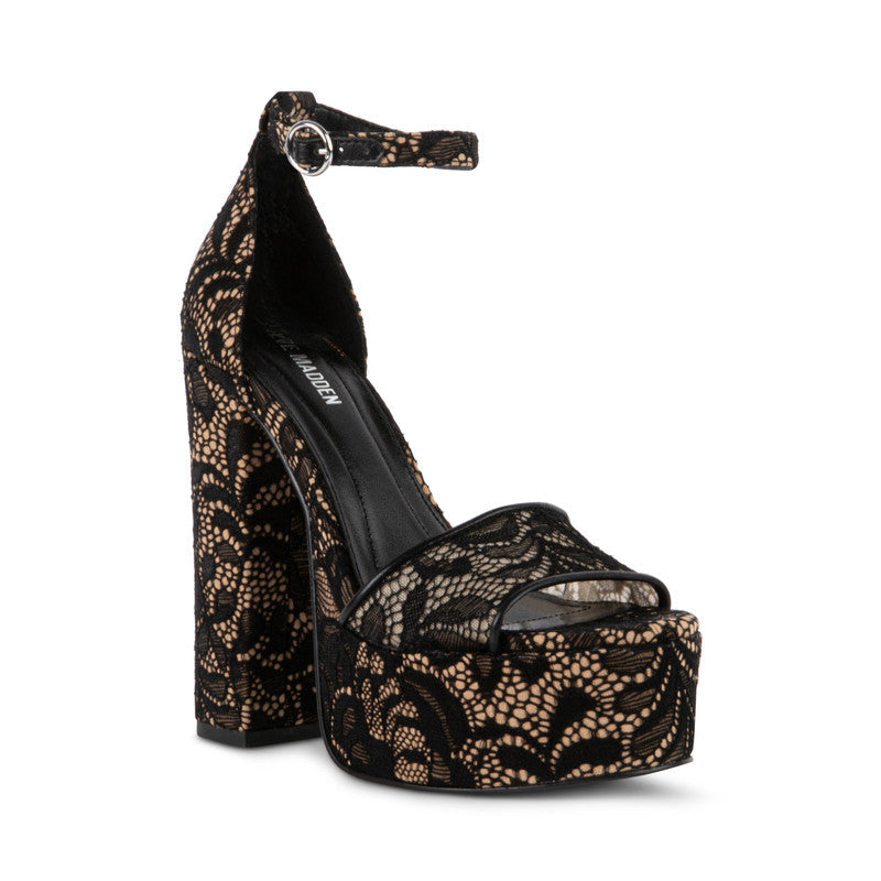 Glam Women's Black Heeled Sandals — front view