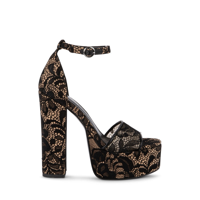 Glam Women's Black Heeled Sandals — side view