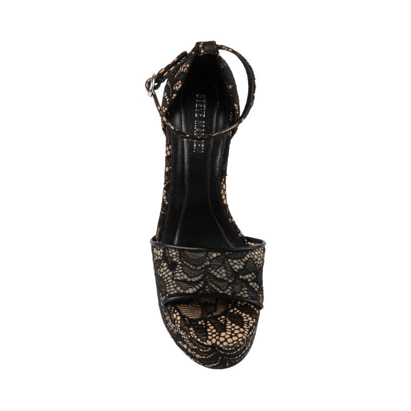 Glam Women's Black Heeled Sandals — rear view