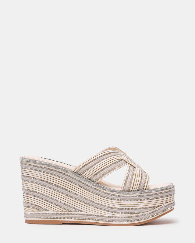 Justice Women Cream Wedges