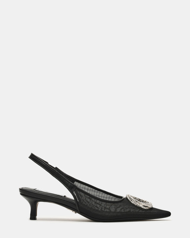 Kaisley Women's Black Mesh Heeled Sandals — front view