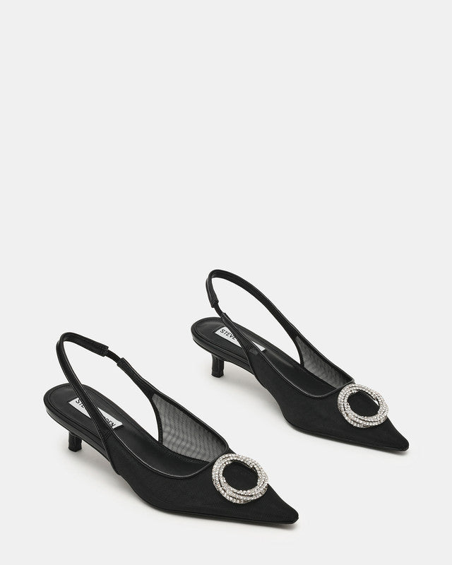 Kaisley Women's Black Mesh Heeled Sandals — side view