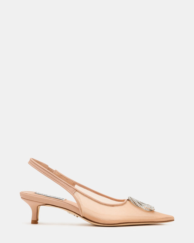 Kaisley Women's Nude Mesh Heeled Sandals — front view