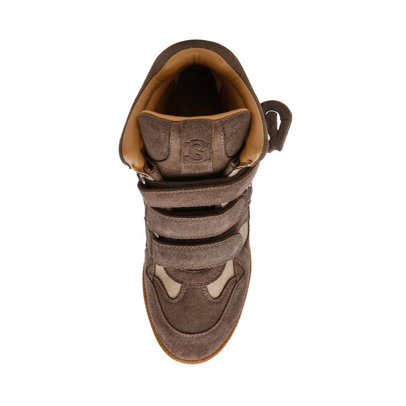 Steve Madden Mavis Women's Taupe Suede Sneakers - top view