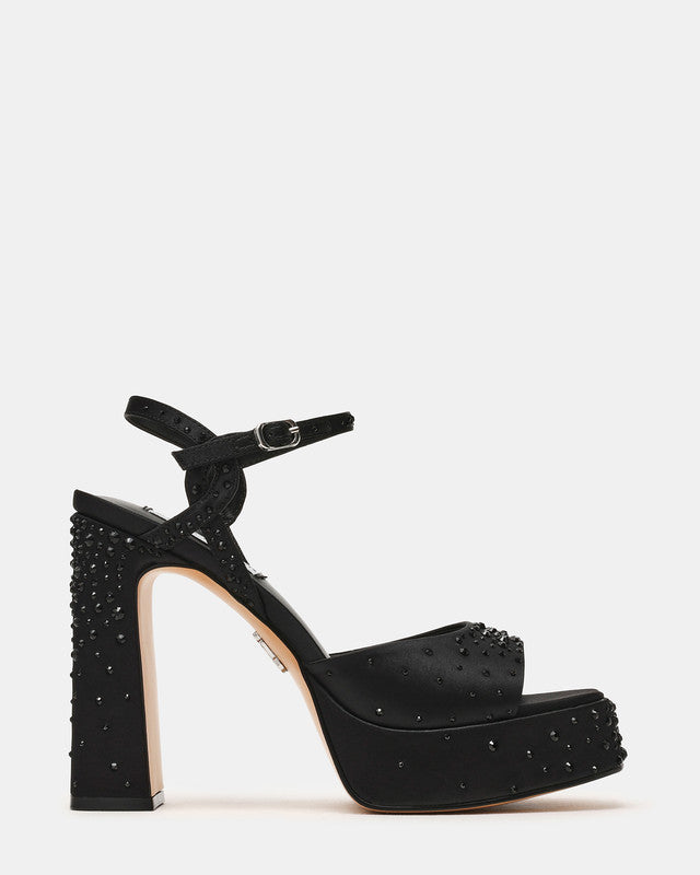 Miliana-r Women's Black Satin Heeled Sandals 486 - BLK SATIN — front view