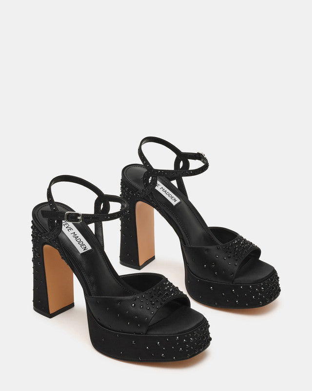 Miliana-r Women's Black Satin Heeled Sandals 486 - BLK SATIN — side view
