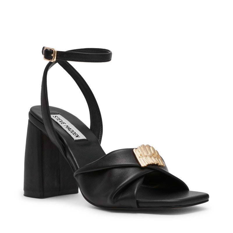 Montage Black Leather Women's Heel Sandals – Steve Madden