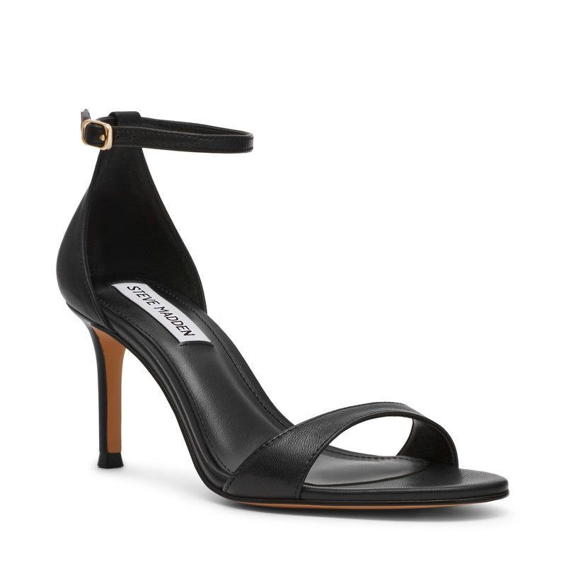 Nevina Black Leather Women's Heel Sandals – Steve Madden