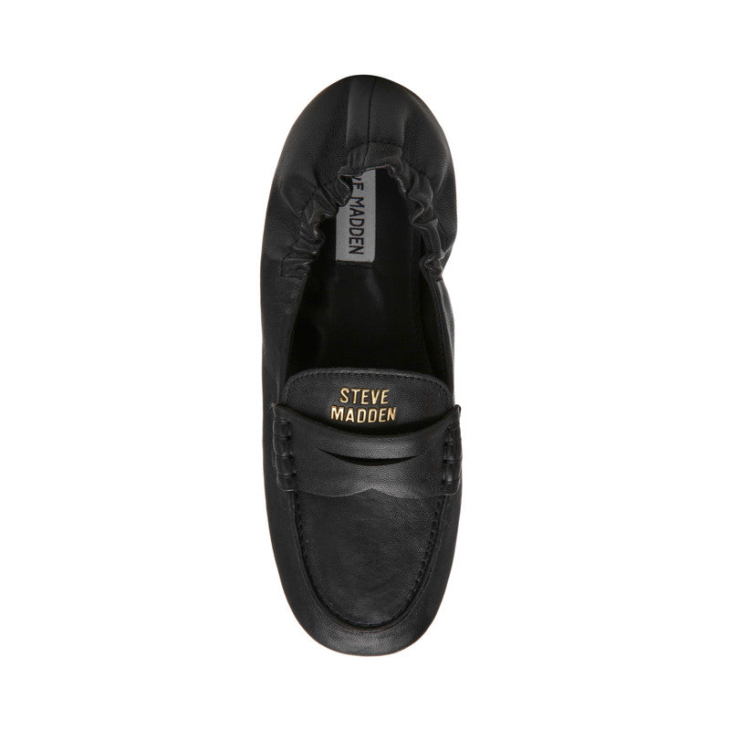 Newbury Black Leather Women's Leather Loafers – Steve Madden, view 6