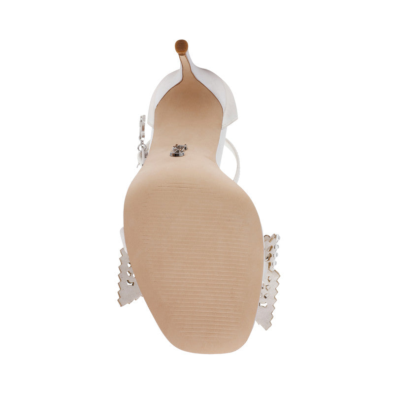 Steve Madden Newlywed women's ivory satin heels, sole view