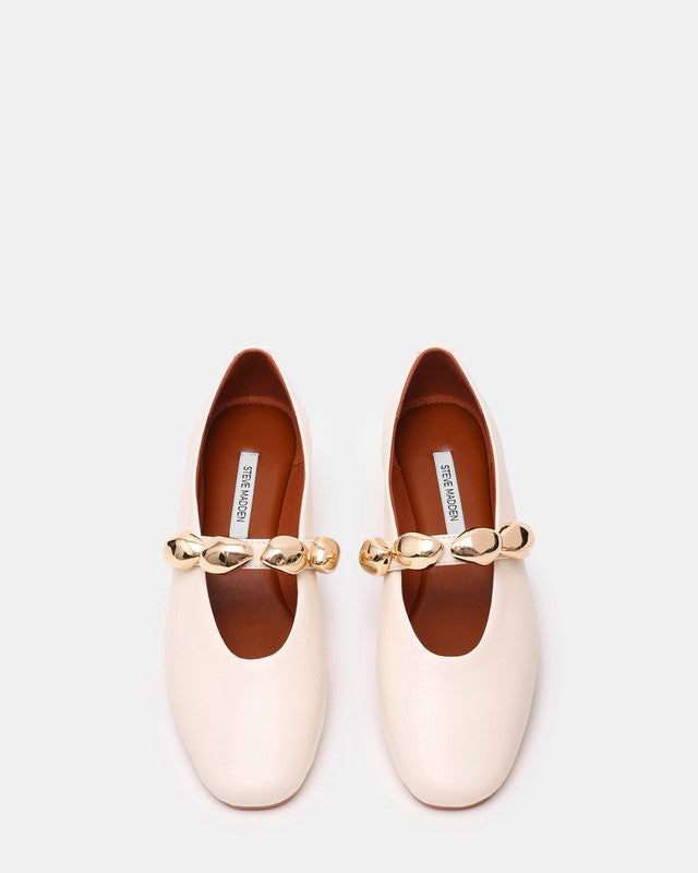 Steve Madden Poppin women's bone leather ballet flats, front view