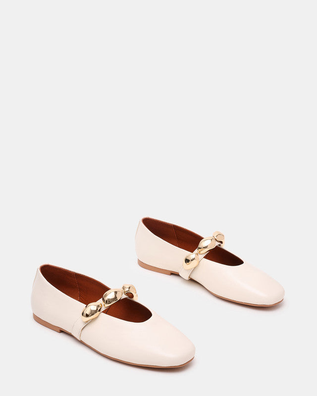 Steve Madden Poppin women's bone leather ballet flats, sole view