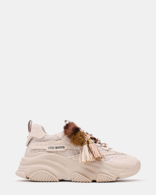 Steve Madden Possession PP bone suede women's low-top sneakers, product view 1