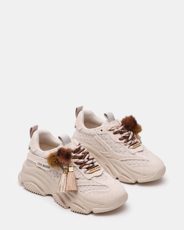 Steve Madden Possession PP bone suede women's low-top sneakers, product view 2