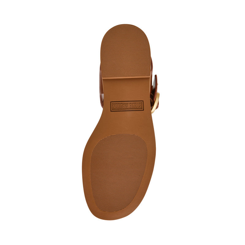 Steve Madden Resorts Cognac Leather Women's Flat Sandals, sole view