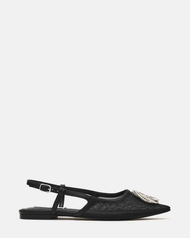 Shantae Women's Black Mesh Flat Sandals — front view