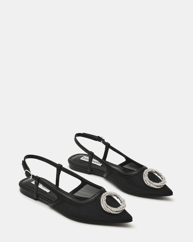 Shantae Women's Black Mesh Flat Sandals — side view