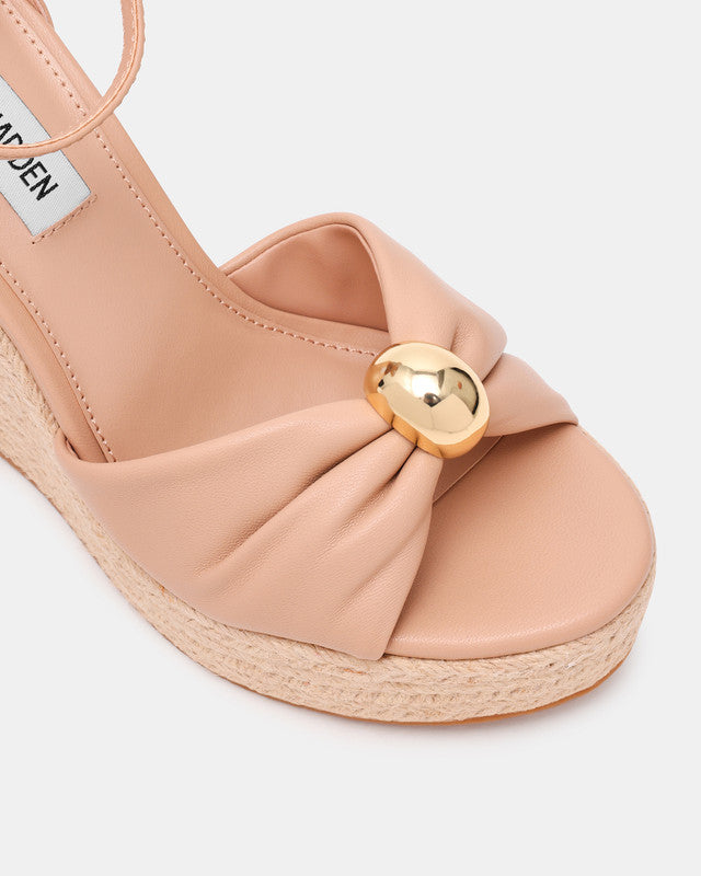 Steve Madden Taliya women's blush leather wedges, back view
