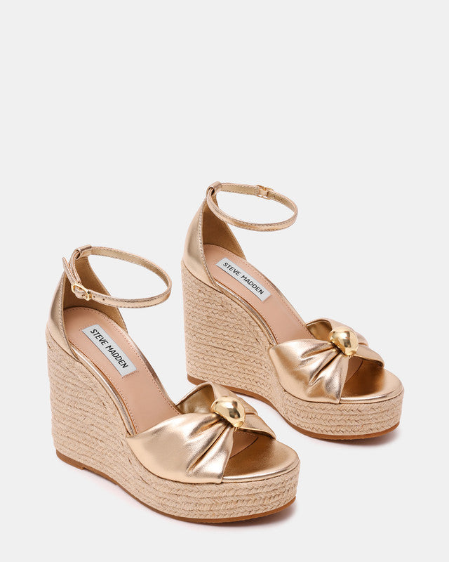 Steve Madden Taliya Gold Women's Wedges with leather material - view 2